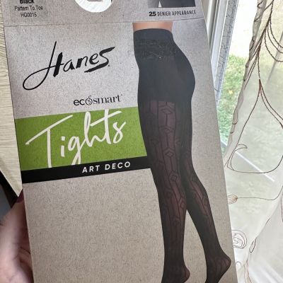 Black Tights Size M HIGH CUT Design Control Top Sheer Pantyhose 1 Pair Hanes